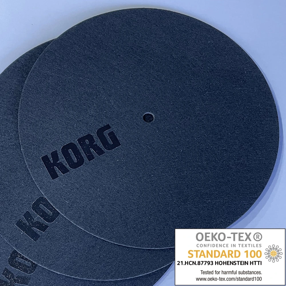 Custom Round Printed Multi-Color Logo Non-Slip Felt Mat Vinyl Lp Disc Player Record Mat