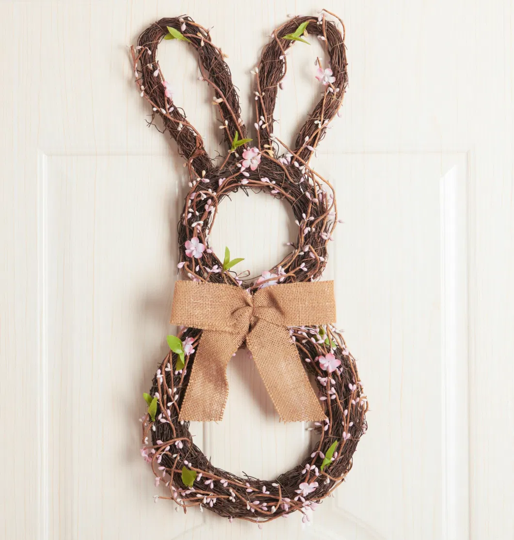 Pink Berry Grapevine Twigs Easter Bunny Rabbit Artificial Spring Floral Wreath